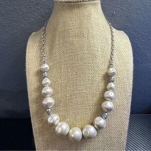 NWT LIA SOPHIA Symphony Large Faux Pearl Necklace 16 - 18 Inch Cocktail Fashion